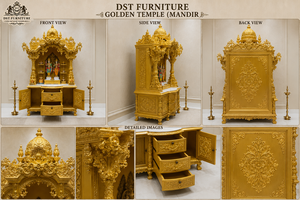 Mandir de prière traditionnel de grande taille pour la maison, en bois de teck massif, pour salle de prière, prix d'usine, vente en gros aux États-Unis - Product Image 6