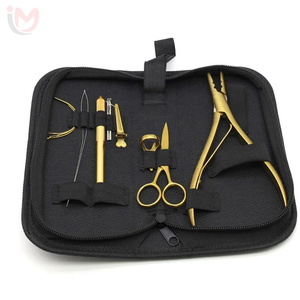 Hair Extensions Stainless Steel Pliers and <b>Needle</b> with 3 Micro Ring Link Beads and PU Leather <b>Case</b> OEM Services - Product Image 2