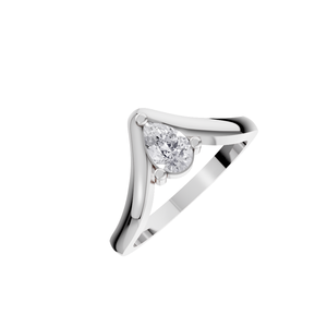 Anillo de compromiso y boda de plata 925 con diamante cultivado en laboratorio Aarinya, corte pera, diseño arquitectónico Wishbone Chevron Solitaire, moderno, certificado IGI, para mujer - Product Image 4