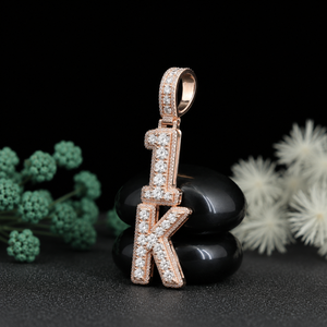 Custom 1K Letter <b>Pendant</b> Necklace 925 Sterling <b>Silver</b> Diamond Look Iced Out <b>Initial</b> <b>Pendant</b> Luxury Hip Hop Jewelry Wholesale - Product Image 5
