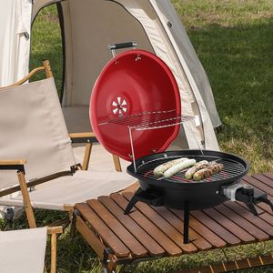 <b>Electric</b> Countertop <b>BBQ</b> Grill 1600W Portable Double Layer Smokeless Indoor/Outdoor Grill Red - Product Image 3