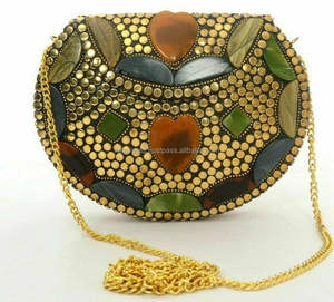 Sac à main en bois de style antique avec sac à main suspendu décoratif à la mode en pierre naturelle colorée pour cadeaux - Product Image 5