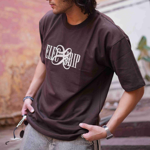 Camiseta de Manga Corta con Cuello Redondo para Hombre, Mezcla de Algodón/Poliéster, Estilo Vintage, Hombros Caídos, Diseño Frontal y Trasero, Venta al Por Mayor Personalizada - Product Image 6