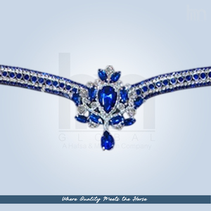 Tiara de Cristal Azul Real de Lujo, Corona de Zafiro en Forma de V, Diadema para Caballo, Cuero Acolchado Personalizado, Brida de Doma Elegante Hecha a Mano - Product Image 2