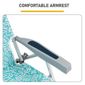 Chaise de plage pliable réglable en aluminium avec dossier et sangle d'épaule à motif tribal bleu sarcelle, hauteur d'assise 8,5 pouces - 1 pièce - Product Image 5