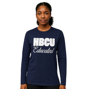 Camiseta de Manga Larga Azul Oscuro con Bordado Chenille de la Hermandad Griega Divine Nine, Orgullo Universitario, Logotipo Personalizado, para Estudiantes de HBCU - Product Image 1