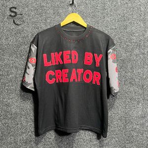 T-shirt en coton 100% personnalisable avec strass surdimensionnés et broderie effet vieilli, disponible aux prix fabricant et avec service OEM - Product Image 1