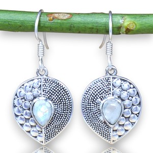 925 Sterling Silver <b>Rainbow</b> Moonstones Lightweight Earrings With Pear <b>Drop</b> Cut Handmade Jewelry Designs For Women Wholesale Wear - Product Image 1