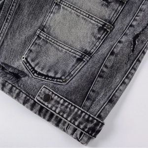 Pantalones Cortos de Mezclilla Casuales para Hombre, 100% Algodón, Transpirables, Resistentes al Viento, Ecológicos, de Secado Rápido, Corte Holgado, con Botones y Cinturón, para Verano - Product Image 4