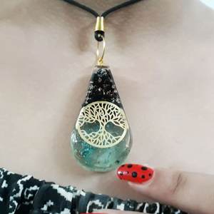 Agate Turquoise Rose Quartz and Jade Resin Healing Crystal Pendant <b>Orgonite</b> Pipe with Feng Shui Style Gemstone Material - Product Image 2