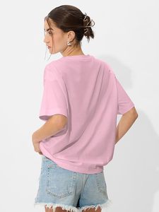T-shirts surdimensionnés pour femmes Powerpuff Girls : Stay Fiesty, imprimé graphique, manches courtes, coton rose - Product Image 2