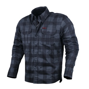 Camisa de motorista para hombre, camisa de manga larga de franela suave blindada para montar en moto - Product Image 1