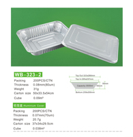 Barquettes rectangulaires en aluminium jetables WB, 200 pièces/carton, 3500 ml (118 oz), couleur argent, pour barbecue, résistantes au four, pour la restauration
