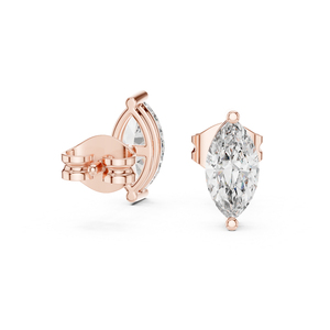 Boucles d'oreilles en or rose 14 carats avec diamants de laboratoire de taille marquise pour femmes |   Vêtements de soirée |   Nouveau diamant cultivé - Product Image 5