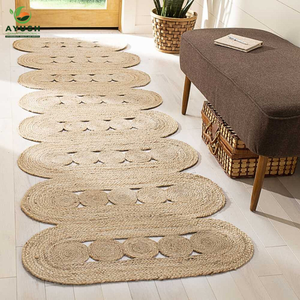 Alfombras Ecológicas Hechas a Mano Long Runner, Rectangulares de 120x570cm, para Interiores, Hechas de Yute Tratado, Personalizables para Pasillos y Hoteles - Product Image 1