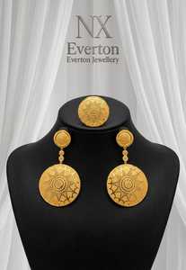 Everton Women's Gold Plated Hiphop Diamond Necklace <b>Earrings</b> Set Wedding Party Jewelry Brass Fashion - Product Image 6