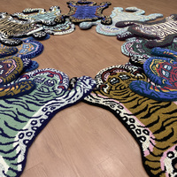 Karpet Lantai Rajutan Tangan Khusus Ramah Lingkungan Berbahan Wol Selandia Baru Murni Bebas Azo, Motif Harimau Tibet, Bulu Pendek, Ramah Hewan Peliharaan