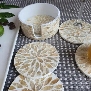Wholesale Modern Set of Mother of Pearl Coasters MOP MDF Table Mat Decor Placemat for Arabian <b>Eid</b> <b>Gift</b> <b>Eid</b> Mubarak Kuwait - Product Image 3