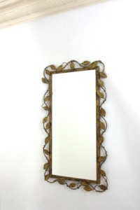 Framed Brass Mirror With <b>Leaf</b> Vine Design Bohemian <b>Wall</b> <b>Decor</b> Metal Frame Decorative - Product Image 4