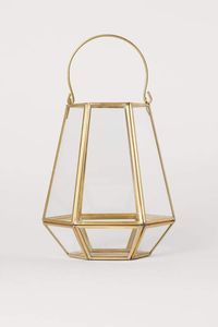 Modern Geometric <b>Brass</b> <b>Lanterns</b> Glass Hexagonal Indoor Tabletop Home Decor Living Room Accent Pieces - Product Image 2