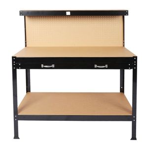 Steel Workbench with Tool <b>Storage</b> Drawer and Peg Board 63\" <b>Workshop</b> Work Bench for Tool Cabinets - Product Image 1