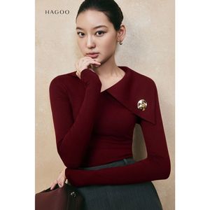 เสื้อสเวตเตอร์ถักแขนยาวคอไม่สมมาตรสำหรับผู้หญิงสำหรับใส่ในสำนักงาน [A8029] - Product Image 1