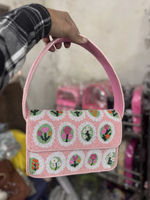 Tas Selempang Wanita India Gaya Bohemian Desainer Buatan Tangan Berbahan Katun Awet dengan Manik-manik Zodiak untuk Acara Malam, Belanja, dan Pesta