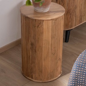 Taburete Vandana Crystal Field de madera de acacia con acabado aceitado, estilo Boomer, estilo vintage - Product Image 2