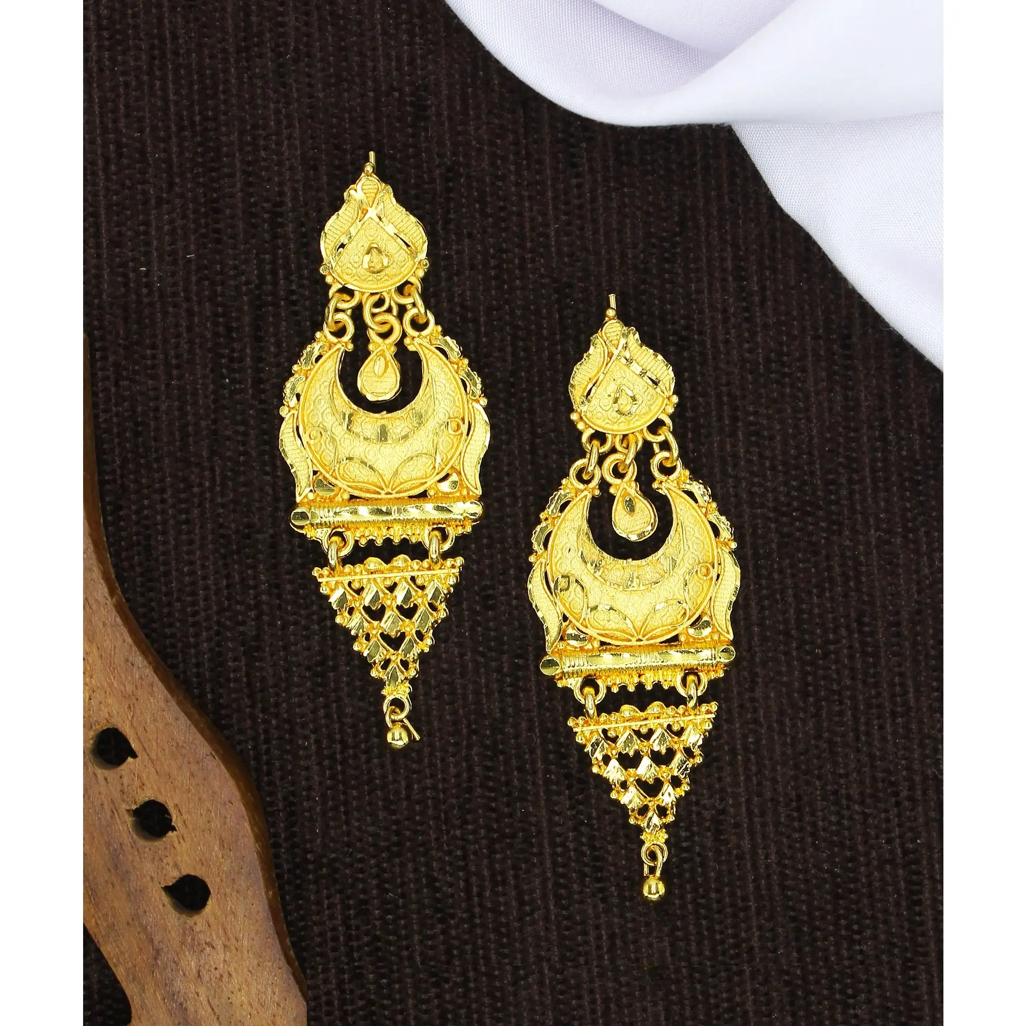 Anting-anting India Dubai berat ringan baja tahan karat berlapis emas perhiasan cincin telinga zirkonia kubik trendi untuk wanita mode kelas atas