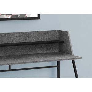 Escritorio Moderno para Computadora de 48 Pulgadas con Estantes de Almacenamiento, para Oficina en Casa, para Laptop, con Acabado Laminado Gris Piedra y Metal Negro - Product Image 3