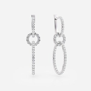 Pendientes de Oro de 14k con Diamantes, Diseño Moderno con Eslabones Ovalados - Product Image 3