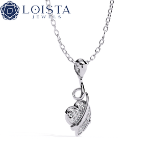 LOISTA Women's Heart Cut Diamond Pendant Necklace <b>Silver</b> Romantic Style Everyday Wear - Product Image 2