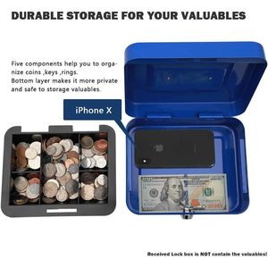 Cassetta di Sicurezza con Serratura e Vassoio Portadenaro, Armadietto Sicuro per Documenti con Cassetto Portadenaro - Product Image 5