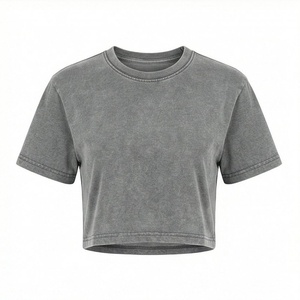 เสื้อครอปท็อปผู้หญิงสำหรับฤดูร้อน เสื้อผ้าเรียบง่าย สกรีนโลโก้ได้ น้ำหนัก 180 กรัม เสื้อยืดครอปพรีเมียม ชุดออกกำลังกายลำลอง แฟชั่นเสื้อยืด - Product Image 1