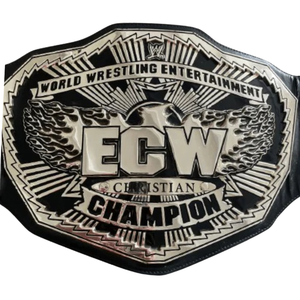 เข็มขัดแชมป์ ECW คริสเตียน สายสีดำ พร้อมดีไซน์แผ่นเงิน ของสะสมระดับพรีเมียมจาก World Wrestling Entertainment - Product Image 2