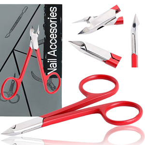 Alicate para Cutículas ProGrip Rojo Texturizado, Cortaúñas de Precisión de Acero Inoxidable con Mango Antideslizante para Salón - Product Image 2