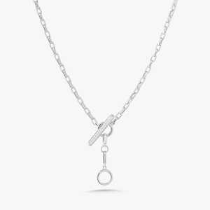 Diamond <b>Toggle</b> <b>Necklaces</b> 14K Solid Gold Rectangle 8Inch Rolo Chain Charm Holder Round Cut Lab Grown Layering <b>Necklaces</b> Wholesale - Product Image 4