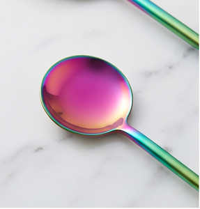 Ensemble de cuillères en acier inoxydable arc-en-ciel, 3 pièces, couverts élégants résistants à la rouille, idéal pour les fêtes, utilisation en table - Product Image 2