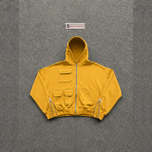 Sweat à capuche zippé oversize épais, style streetwear, délavé vintage, design tendance, style décontracté, en coton French Terry, pour l'automne - Product Image 5