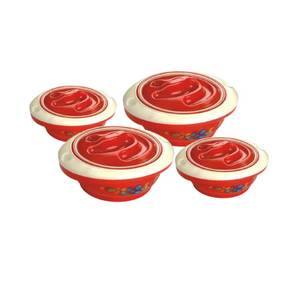 Juego de cacerolas de alta calidad fabricadas en India, interior de acero inoxidable, exterior de plástico virgen, en 4 piezas con tapa, en venta. - Product Image 1