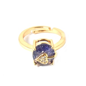 Anillo de compromiso y boda elegante con diamantes de circonita cúbica y zafiro, chapado en oro rosa, estilo coctel - Product Image 2