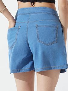 Jeans de Mezclilla Azul Sólido para Mujer, Corte Ancho, Ecológicos, Lavables, con Cinturón, Cintura Media, Casuales, de Verano, de Algodón, Corte Regular - Product Image 4