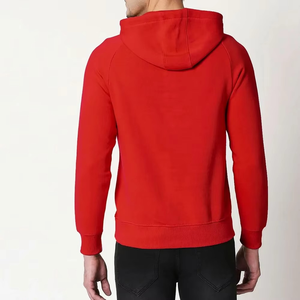 เสื้อสเวตเชิ้ตมีฮู้ดสีแดงสำหรับผู้ชาย สีพื้น ผ้าเฟรนช์เทอร์รี่ถัก สวมใส่สบายๆ สำหรับฤดูใบไม้ร่วง - Product Image 4