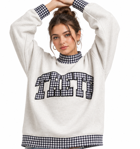 Sudadera de Cuello Alto para Mujer, de Primera Calidad, Ecológica, con Bordado y Estampado, Corte Holgado, de Poliéster y Algodón - Product Image 4