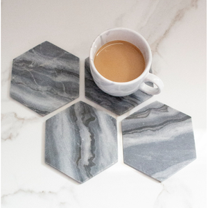 Modern Square Marble <b>Coaster</b> Set Eco-Friendly Durable Washable Natural Stone <b>Drink</b> <b>Coasters</b> for Home Use - Product Image 4