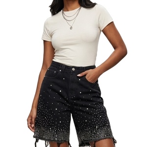 Shorts Vaqueros Personalizados de Alta Calidad con Pedrería, Acabado 100% Algodón, Duraderos, Transpirables y Cómodos para Uso Casual Unisex - Product Image 4
