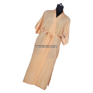 KL007 2026 Summer Collection Blended Poly Silk Short Sleeve Vintage Sari Kimono Full Length Casual Wear Bohemian Winter Autumn - Product Image 1