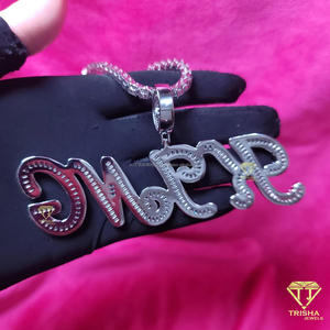 Luxury " KJNG " Name Necklace Custom Bubble Letter Pendant Cuban <b>Chain</b> <b>Rapper</b> Jewelry Statement Piece - Product Image 6