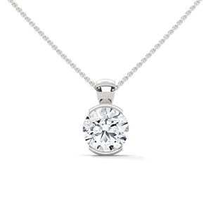Sterling <b>Silver</b> Solitaire Pendant <b>Necklace</b> with Lab Grown Diamond Accent Fine Jewelry for Modern Elegant Styling - Product Image 1