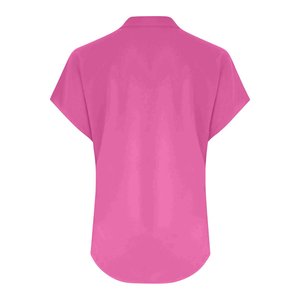 T-shirt décontracté pour femme, col rond, boutonné sur le devant, manches courtes, en tricot de coton et élasthanne, grande taille, anti-plis, anti-boulochage - Product Image 2